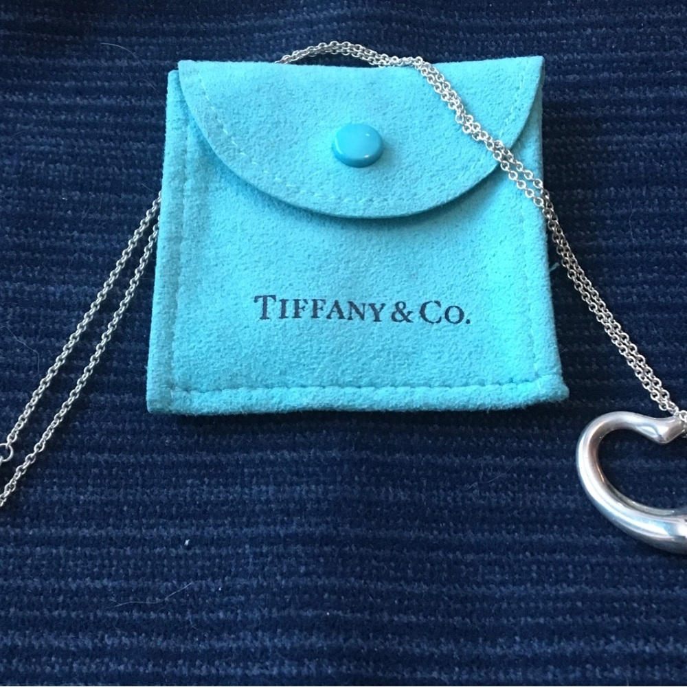 Tiffany & Co. Elsa Peretti Open Heart Necklace 22mm ,925 with Mint Pouch
